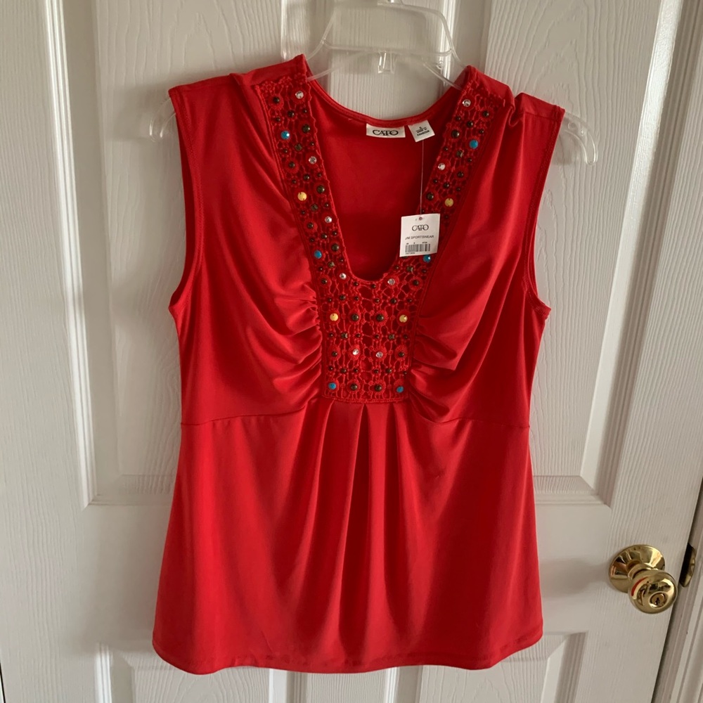 NWT Cato Sleeveless Sequined V Neck Size Small